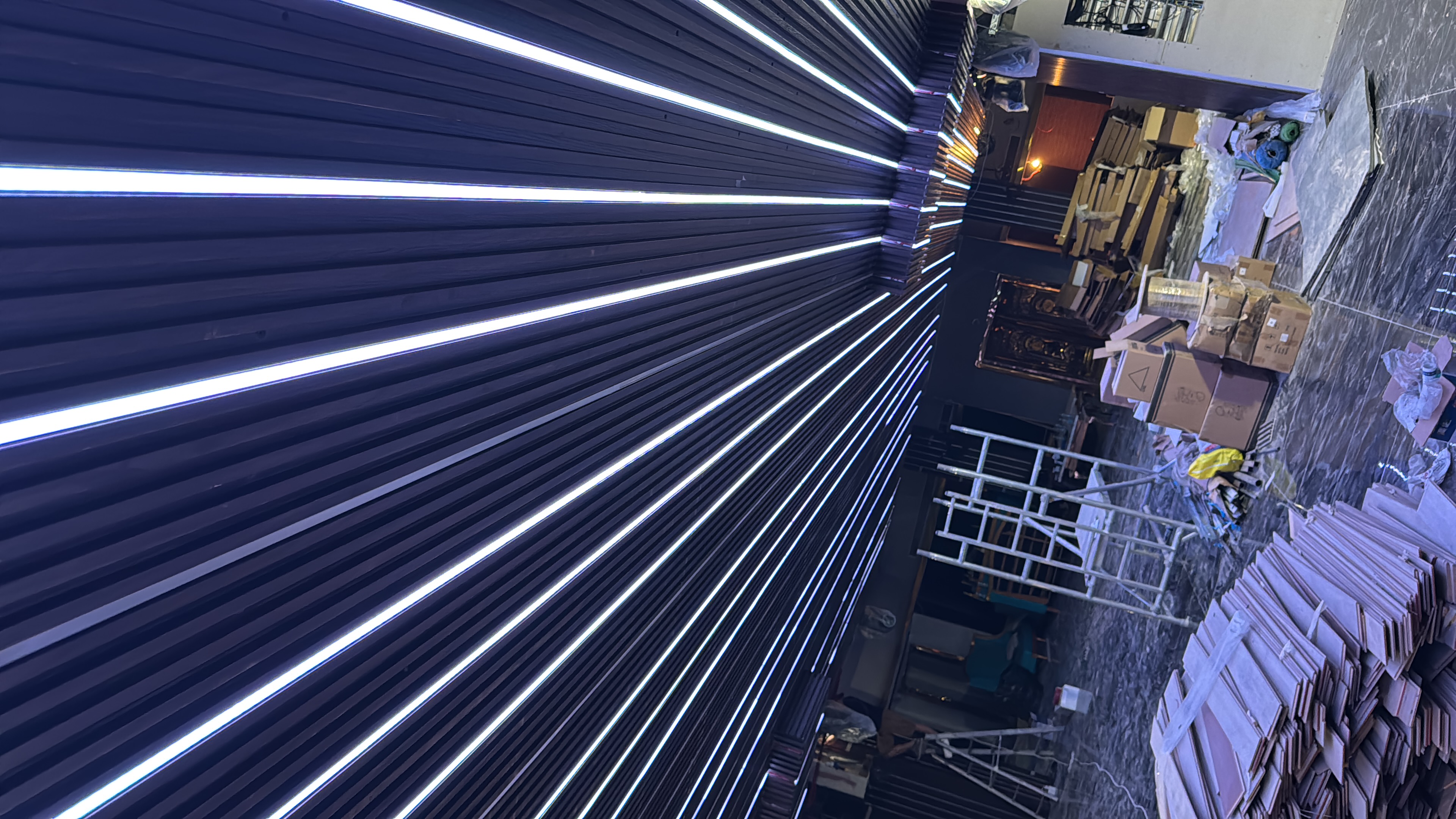 Architectural linear LED ceiling lighting installation UAE